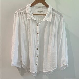 MOTHER Bat Wing White Button-Front top